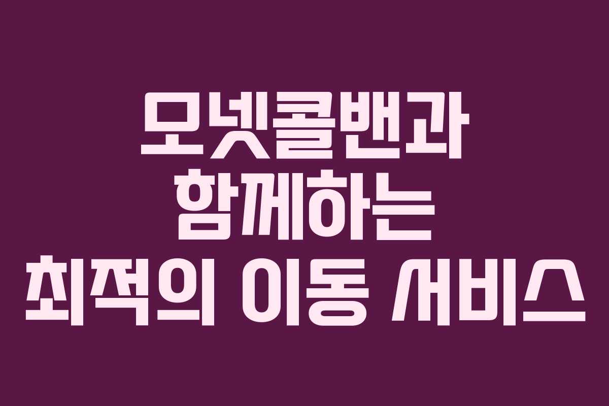 모넷콜밴과 함께하는 최적의 이동 서비스