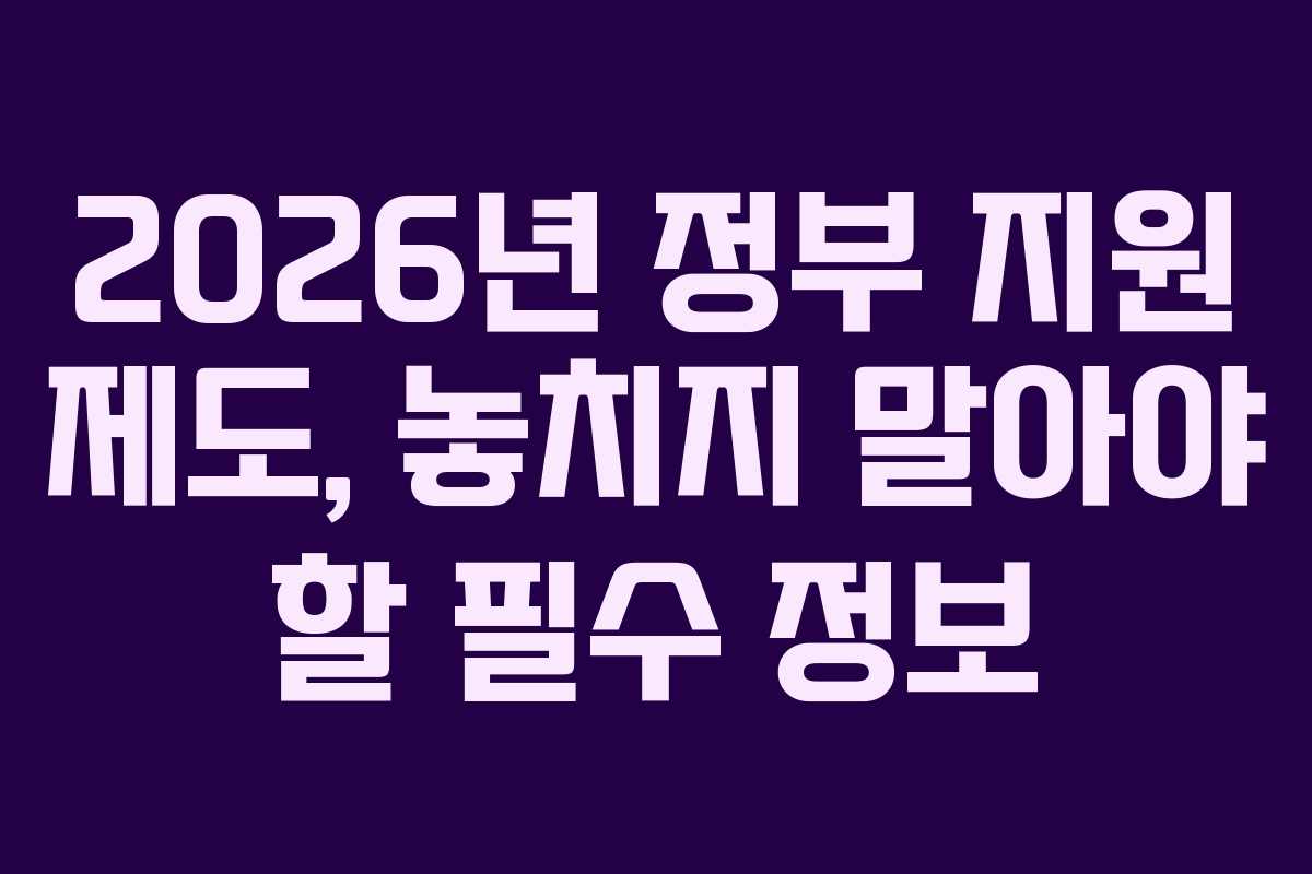 2026년 정부 지원 제도, 놓치지 말아야 할 필수 정보 2026년 정부 지원 제도, 놓치지 말아야 할 필수 정보