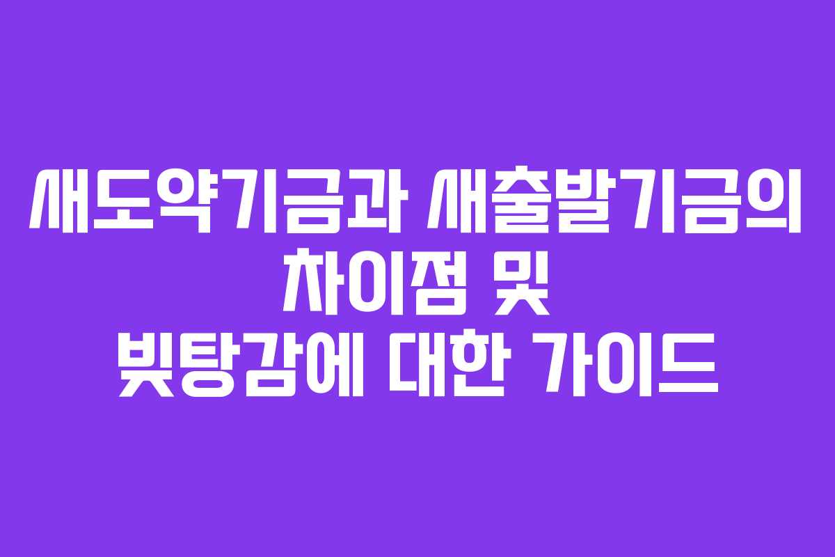 새도약기금과 새출발기금의 차이점 및 빚탕감에 대한 가이드