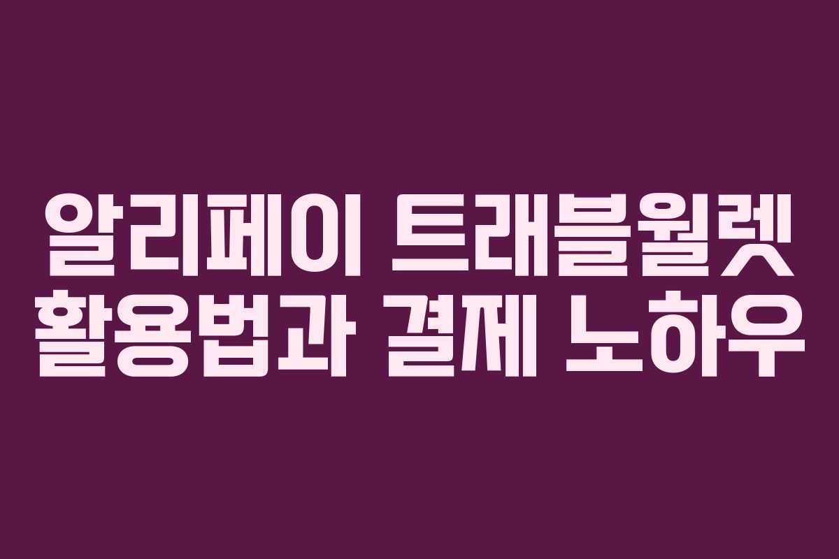 알리페이 트래블월렛 활용법과 결제 노하우 알리페이 트래블월렛 활용법과 결제 노하우