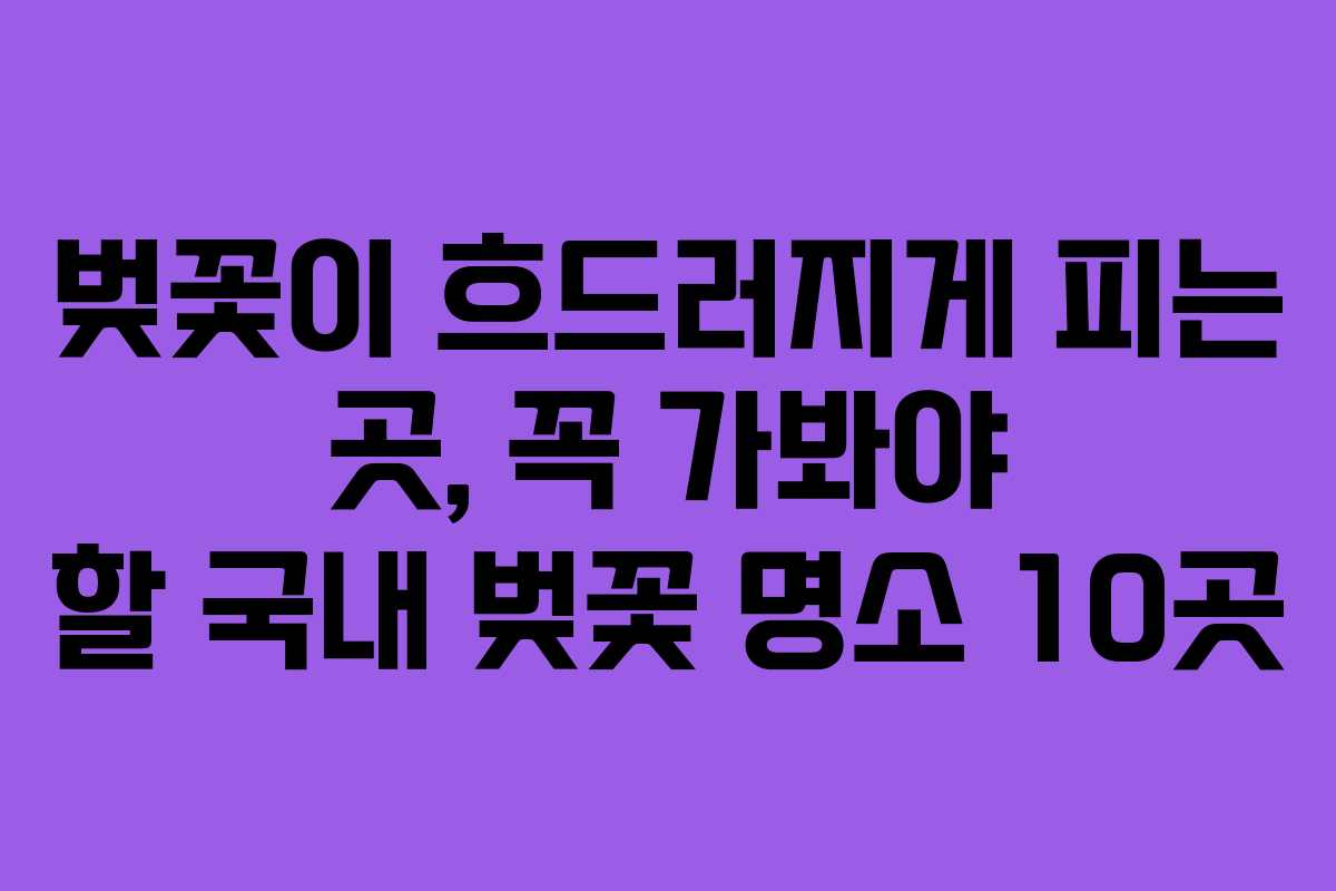 벚꽃이 흐드러지게 피는 곳, 꼭 가봐야 할 국내 벚꽃 명소 10곳