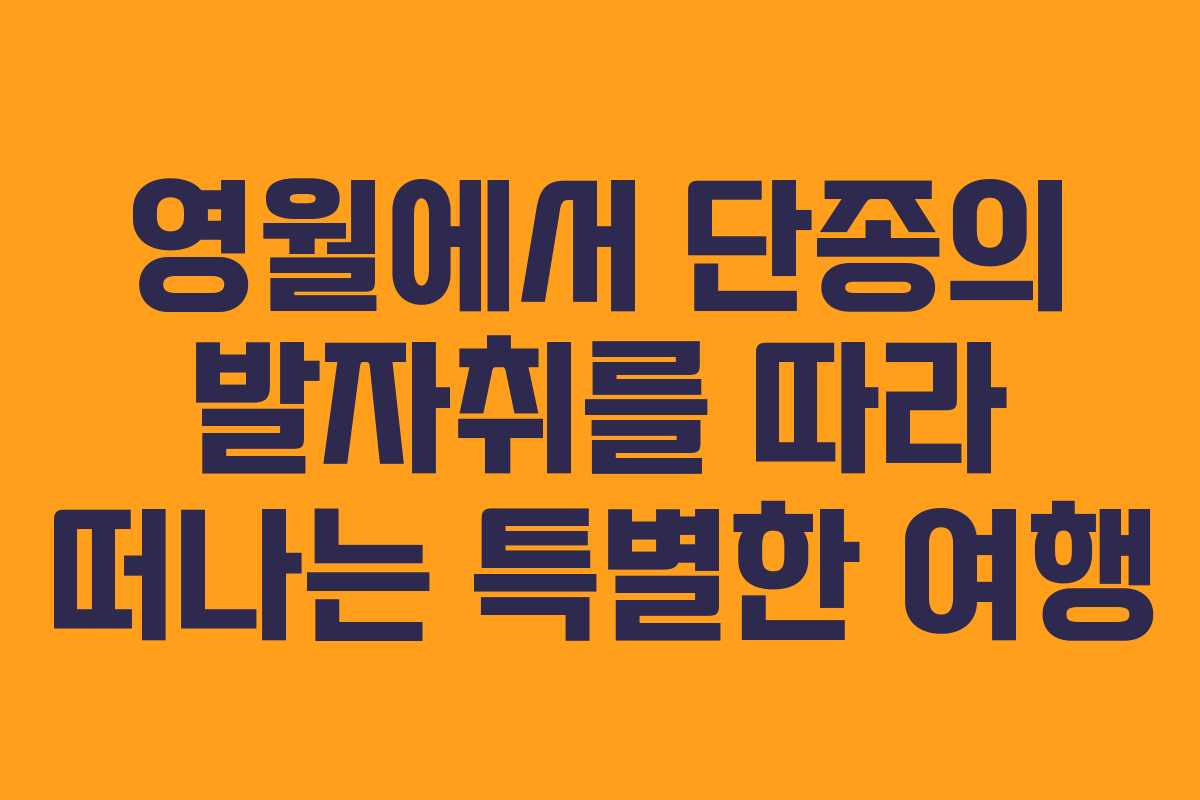 영월에서 단종의 발자취를 따라 떠나는 특별한 여행 영월에서 단종의 발자취를 따라 떠나는 특별한 여행