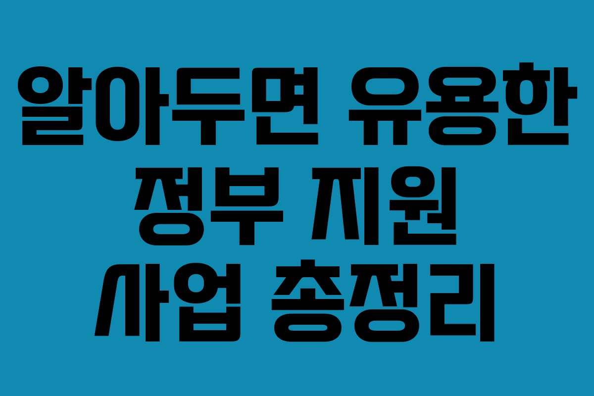 알아두면 유용한 정부 지원 사업 총정리 알아두면 유용한 정부 지원 사업 총정리