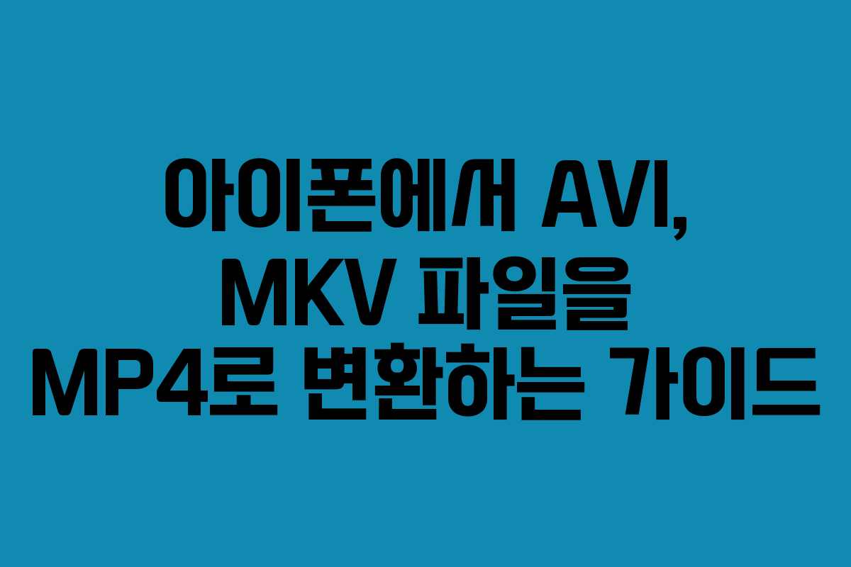 아이폰에서 AVI, MKV 파일을 MP4로 변환하는 가이드