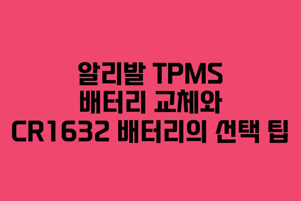알리발 TPMS 배터리 교체와 CR1632 배터리의 선택 팁