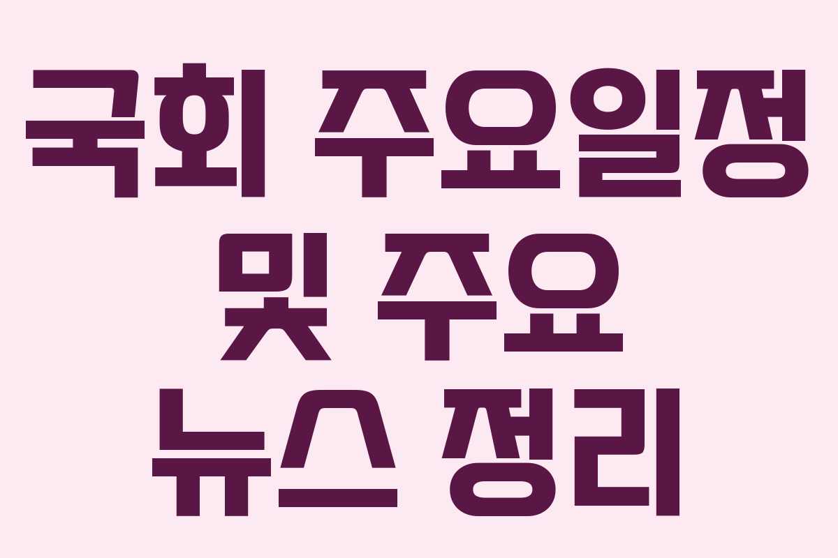 국회 주요일정 및 주요 뉴스 정리