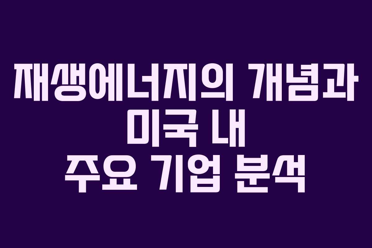 재생에너지의 개념과 미국 내 주요 기업 분석