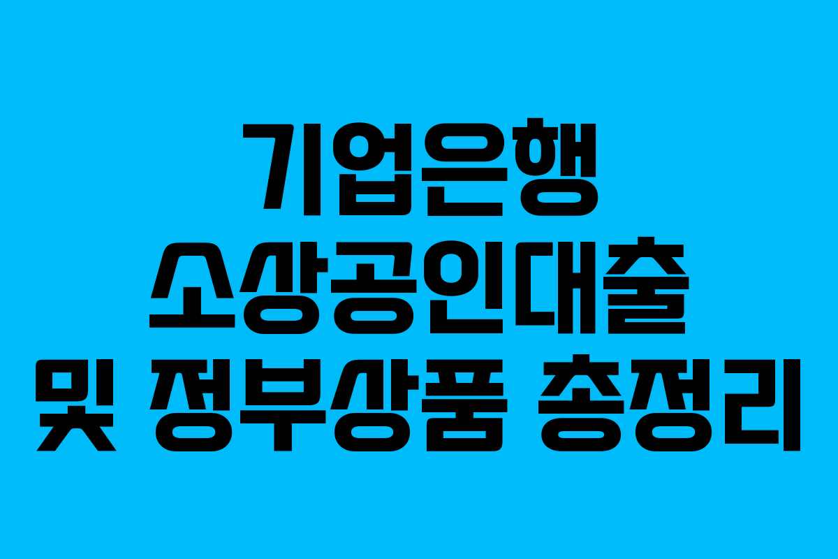 기업은행 소상공인대출 및 정부상품 총정리 기업은행 소상공인대출 및 정부상품 총정리