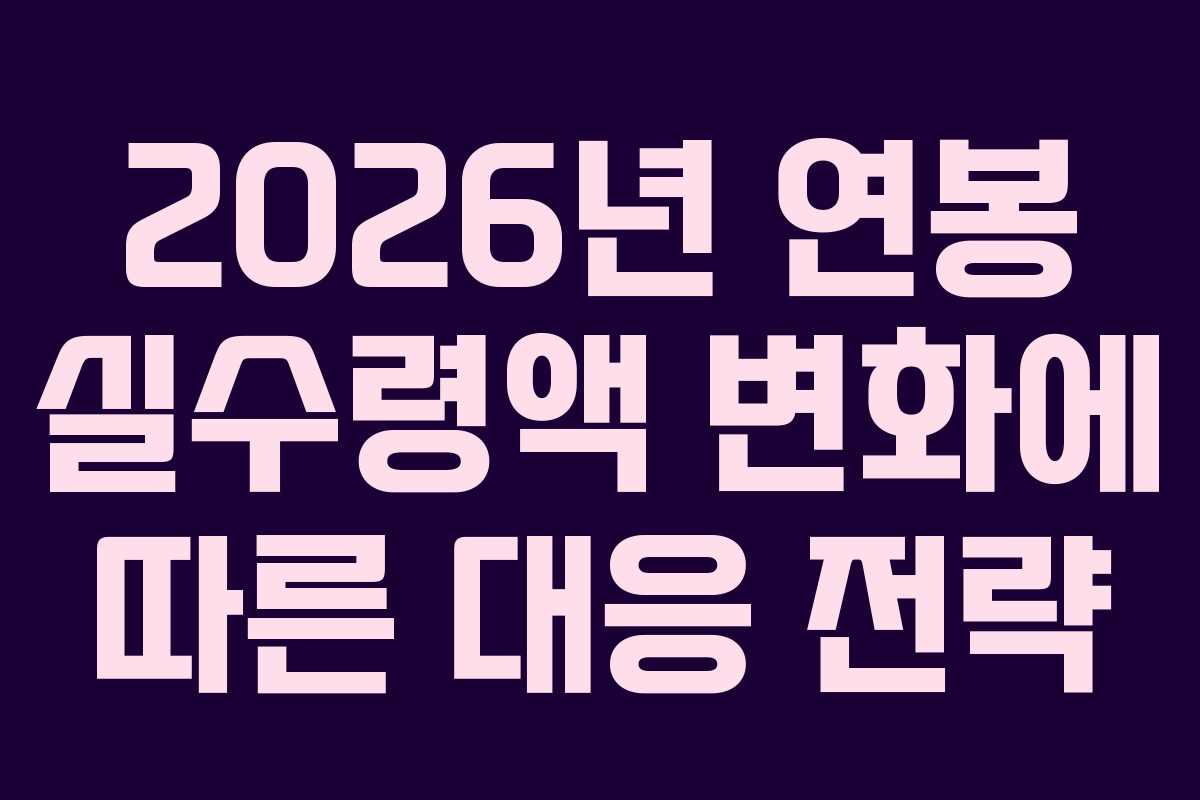 2026년 연봉 실수령액 변화에 따른 대응 전략