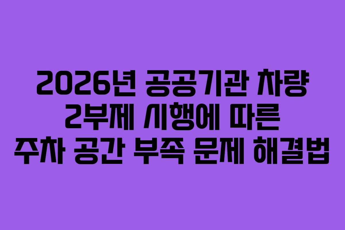 2026년 공공기관 차량 2부제 시행에 따른 주차 공간 부족 문제 해결법
