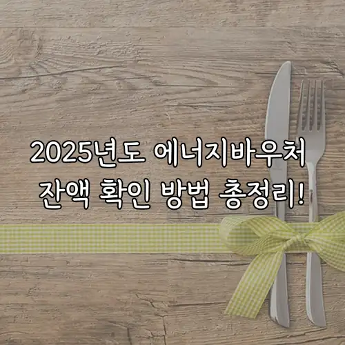 2025년도 에너지바우처 잔액 확인 방법 총정리!