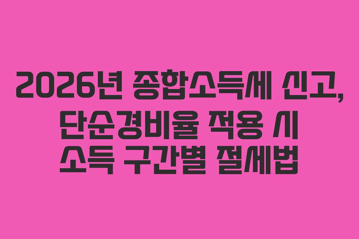 2026년 종합소득세 신고, 단순경비율 적용 시 소득 구간별 절세법 2026년 종합소득세 신고, 단순경비율 적용 시 소득 구간별 절세법
