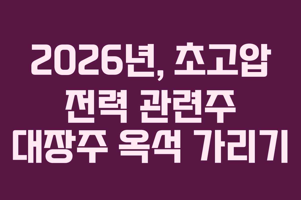 2026년, 초고압 전력 관련주 대장주 옥석 가리기 2026년, 초고압 전력 관련주 대장주 옥석 가리기