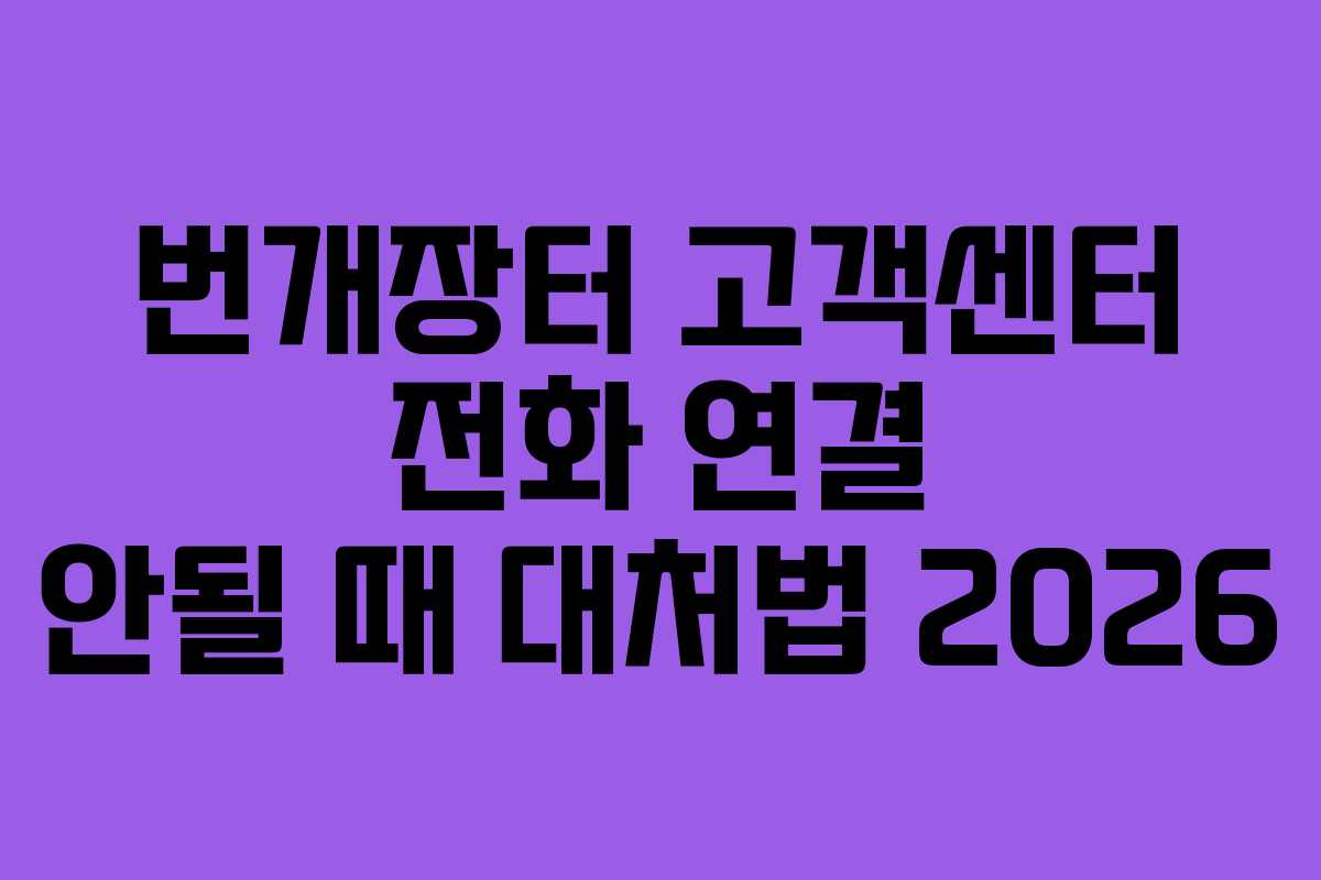 번개장터 고객센터 전화 연결 안될 때 대처법 2026 번개장터 고객센터 전화 연결 안될 때 대처법 2026