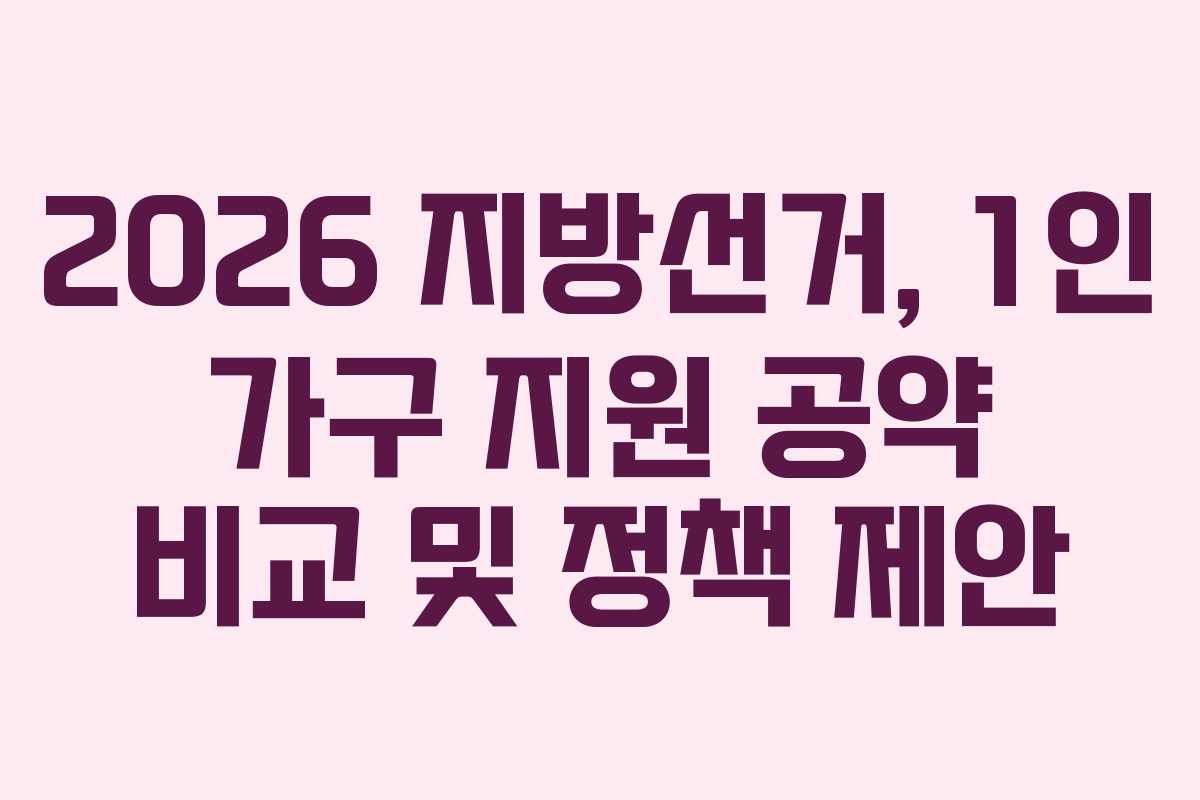2026 지방선거, 1인 가구 지원 공약 비교 및 정책 제안