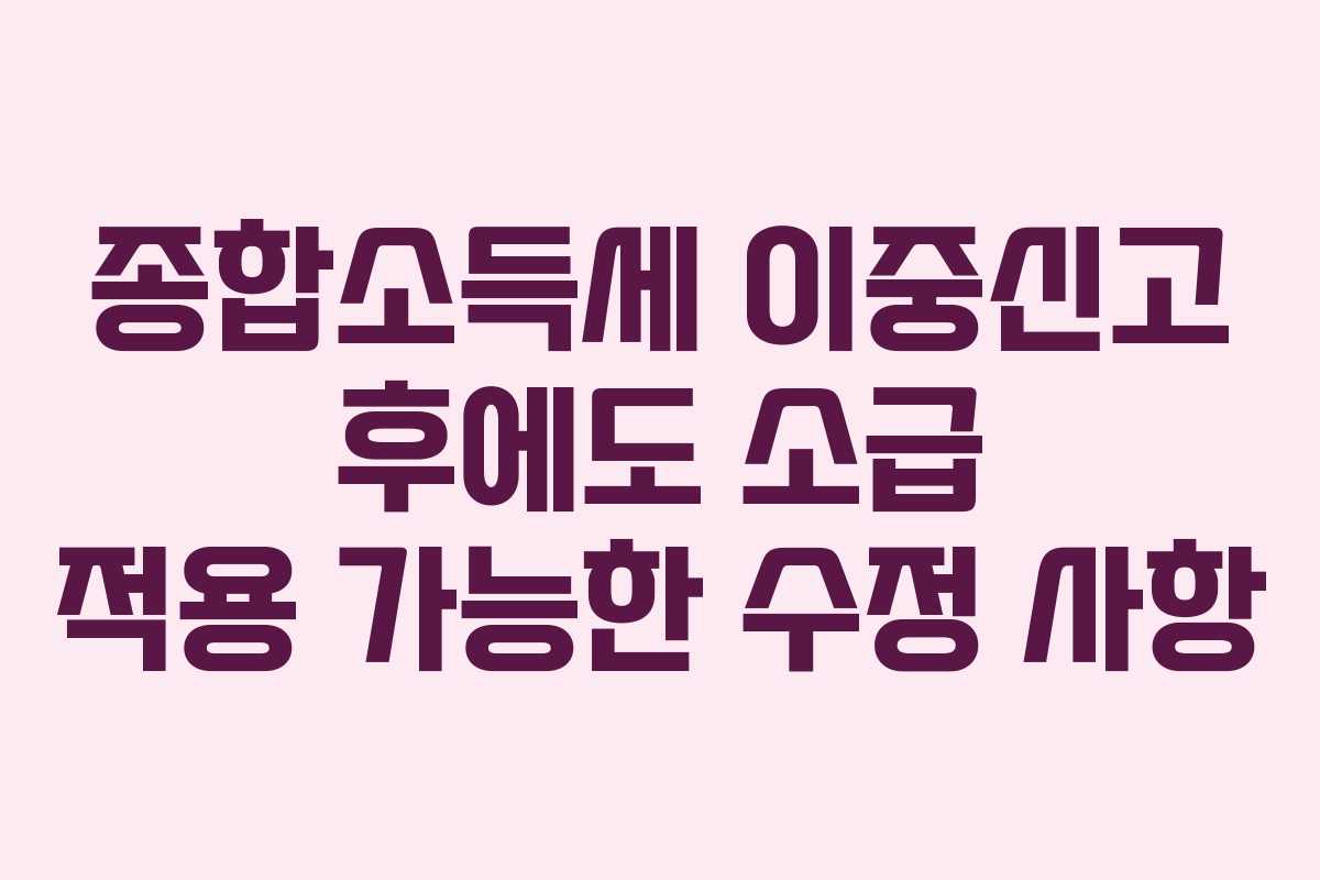 종합소득세 이중신고 후에도 소급 적용 가능한 수정 사항 종합소득세 이중신고 후에도 소급 적용 가능한 수정 사항