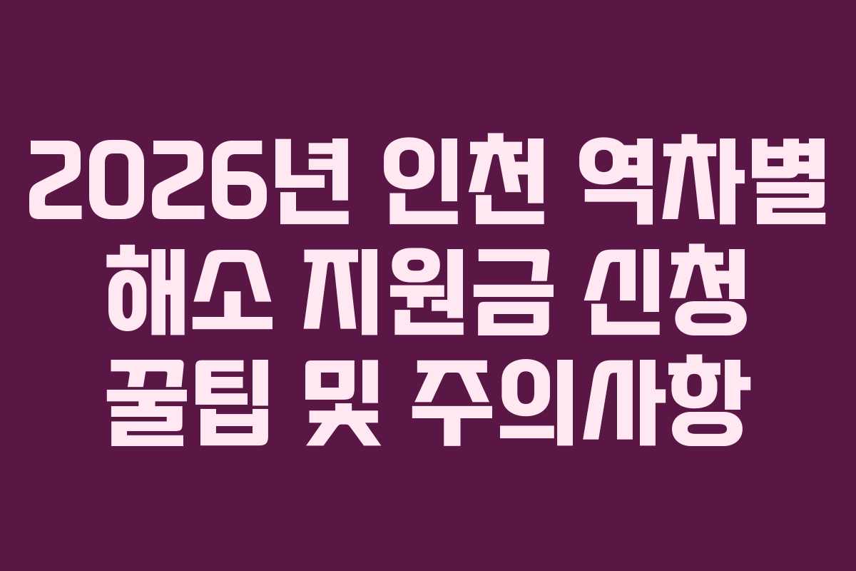 2026년 인천 역차별 해소 지원금 신청 꿀팁 및 주의사항