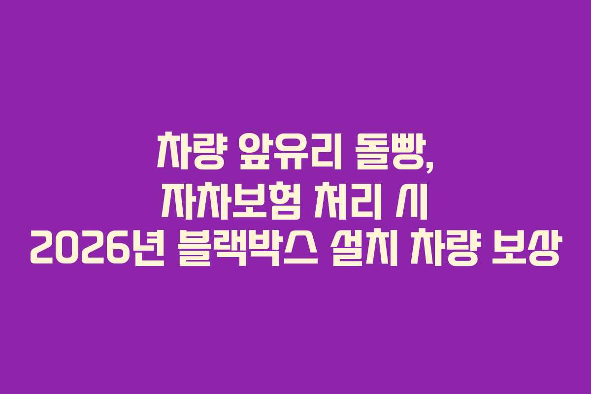차량 앞유리 돌빵, 자차보험 처리 시 2026년 블랙박스 설치 차량 보상