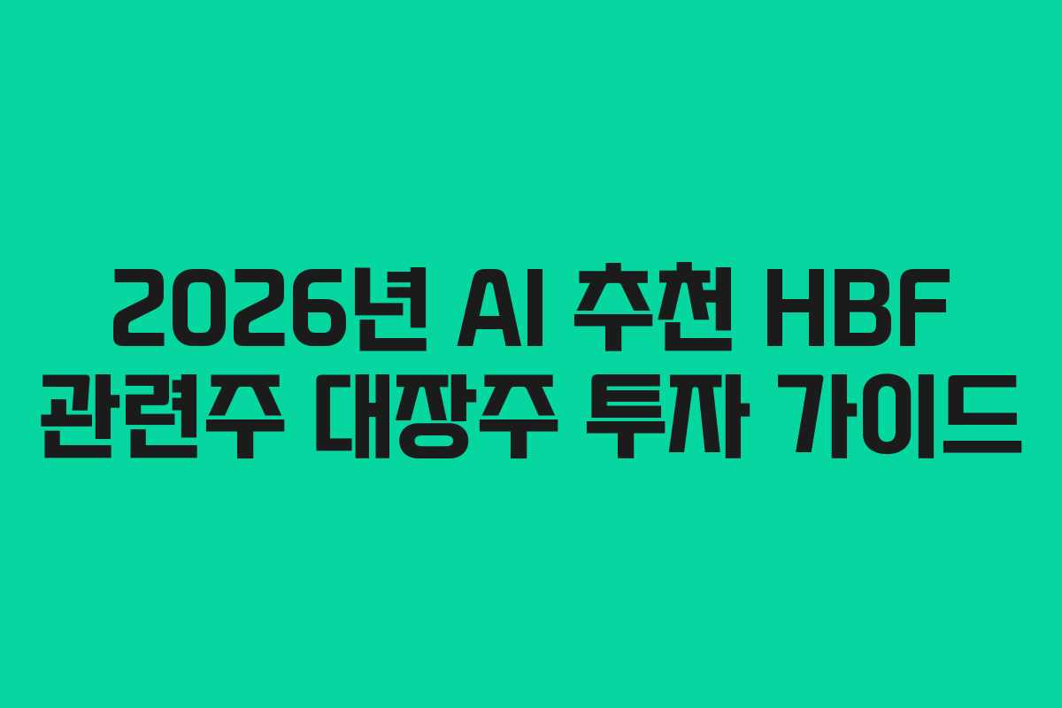 2026년 AI 추천 HBF 관련주 대장주 투자 가이드 2026년 AI 추천 HBF 관련주 대장주 투자 가이드