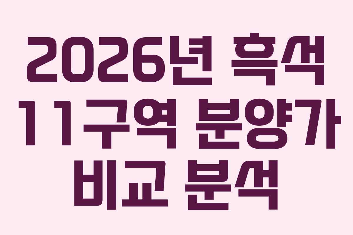 2026년 흑석 11구역 분양가 비교 분석