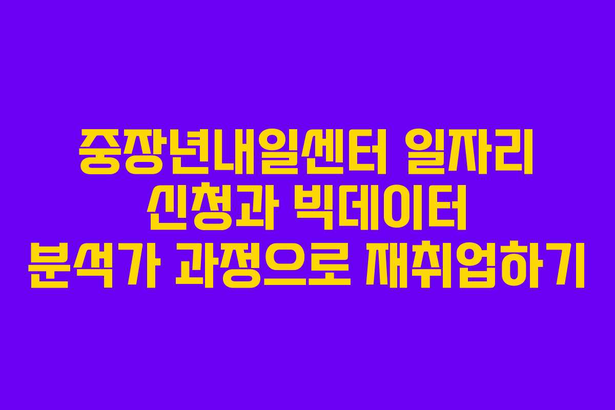 중장년내일센터 일자리 신청과 빅데이터 분석가 과정으로 재취업하기