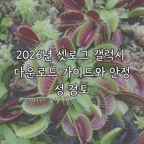 2026년 셋로그 갤럭시 다운로드 가이드와 안정성 검토