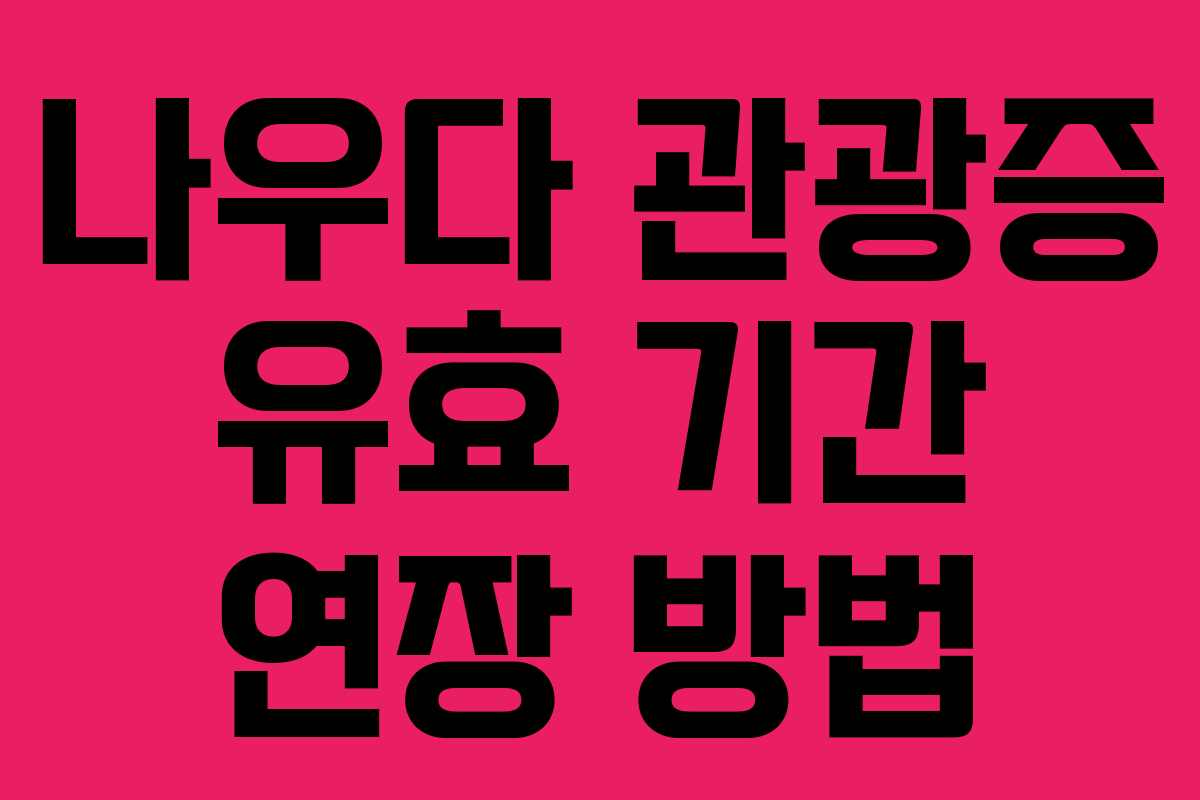 나우다 관광증 유효 기간 연장 방법 나우다 관광증 유효 기간 연장 방법